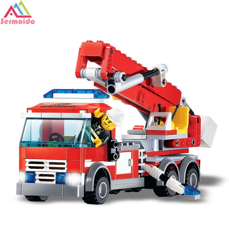 

sermoido Toys Minecraft Building Blocks DIY Fire Fighting Truck Bricks Sets Educational Toys For Kids Compatible Legoings City