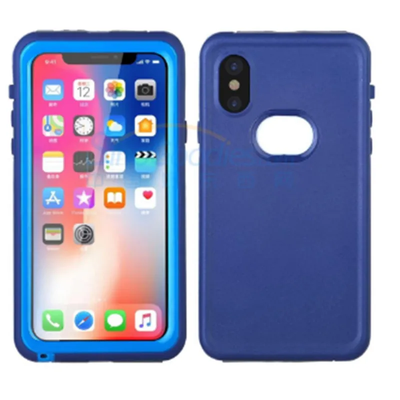 IP68 Водонепроницаемый чехол для iPhone X противоударный открытая плавательная дайвинг Крышка для iPhoneX открытый подводный защитный ковер - Цвет: Синий