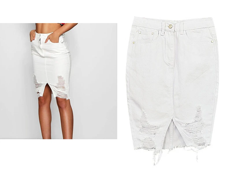 European and American women's high waist bag hip half body skirt irregular wear tassels pure white front slit sexy wild (6)