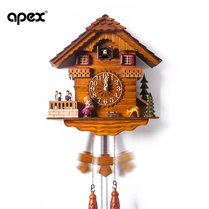 Fashion wall solid wood music cuckoo clock rustic intelligent timekeeping font b watch b font for