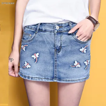 

High Waist Women Denim Skirt Shorts Fashion 2019 Summer Elastic Retro Jeans Shorts Skirts Casual Blue Short Saia Jeans Female