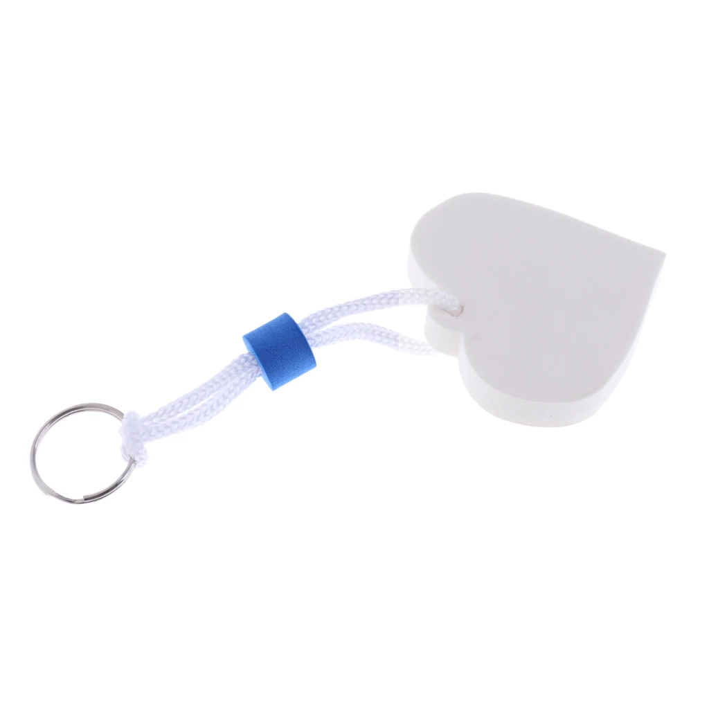 

White EVA Floating Heart Shape Keyring Keychain Key Holder Key Float for Sailing Boating Fishing Marine Kayak Canoe Yacht Swim