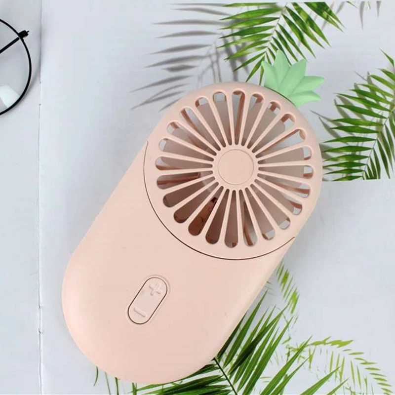 Cartoon Usb Pocket Mini Hold Charge Small Fans With One Portable Bring Led Lamp Ultrathin Will Wind Power - Color: Lilac