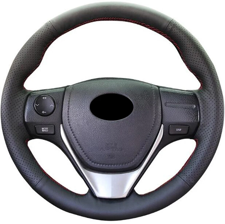 Черный из натуральной кожи ручной работы Руль Обложка замши для Toyota RAV4 Corolla 2013-- scion iM