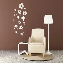 2017 New Arrival 3D Flower Mirror Wall Sticker Home Decoration Bathroom Decal Mural Art DIY Kids Room Baby Bedroom Acrylic HOT