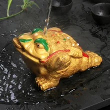 Изделия китайского декоративно-прикладного искусства статуя лягушки чай ПЭТ, смола изменение цвета монета на удачу Toad статуэтка, фэн шуй украшения дома, Чай Аксессуары