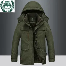 ZHAN DI JI PU Брендовая одежда для мужчин s с капюшоном воротник супер теплый флисовая подкладка парка для зимнего платья куртка и пальто для мужчин 190