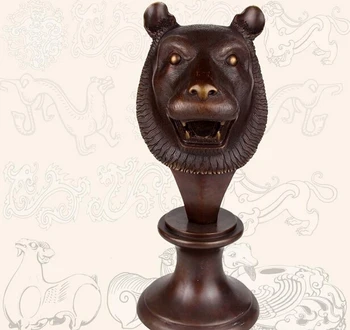 

China Folk Bronze Home Decoration Sculpture Auspicious Zodiac Tiger Head Statue
