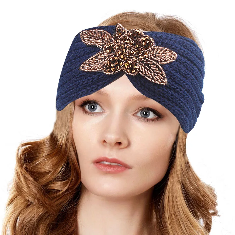 Headwrap Knitted Headband Womens Warmer Winter Crochet  Bowknot Hairband Ladies