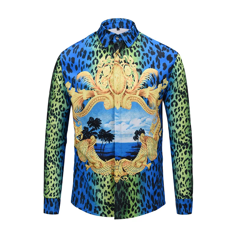 

Men Shirt 3D Desgin Printed Fashion Turn-down Collar England Style Fitness Casual Shirts Long Sleeve M to XXL Funny Wholesale