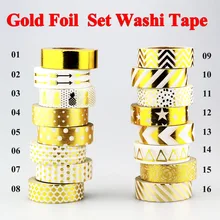 New 10m Gold Foil Washi Tape Adhesive Scrapbooking Tools Christmas font b Party b font Kawaii