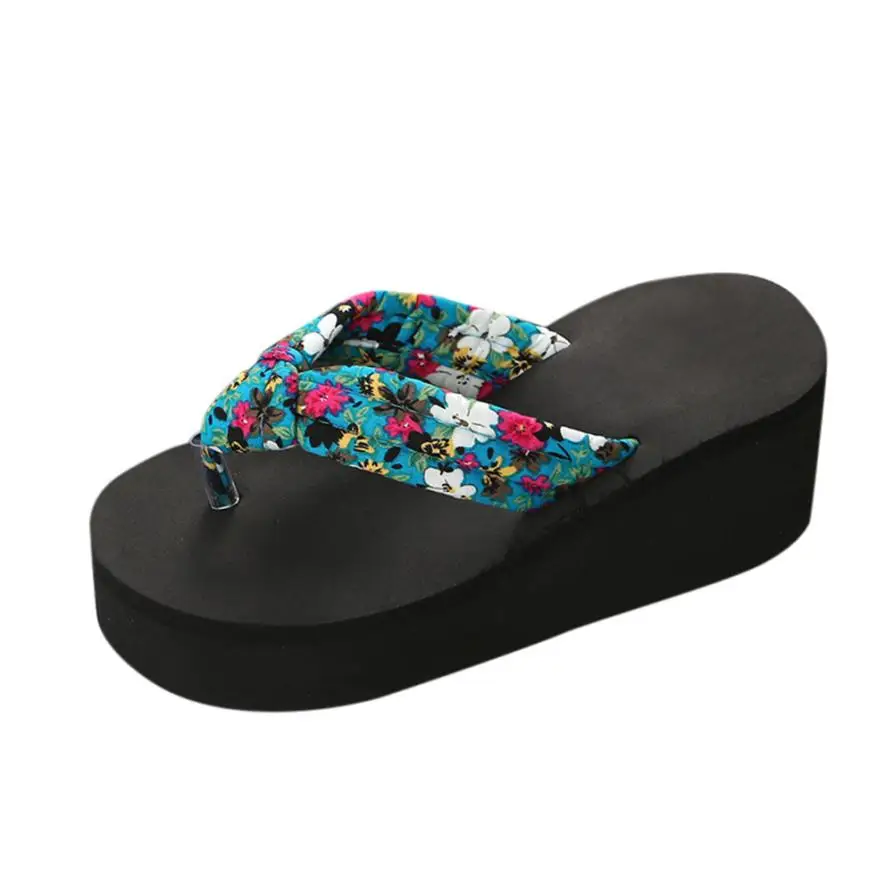 

Fashion Solid Color Flower Rome Style Flat Heel Thick Bottom Sandals Woman Peep Toe Casual Shoes Low Heels Sandalias Mujer Blac