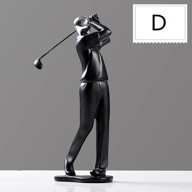 Modern resin black sport people figurines home decor handcraft figure