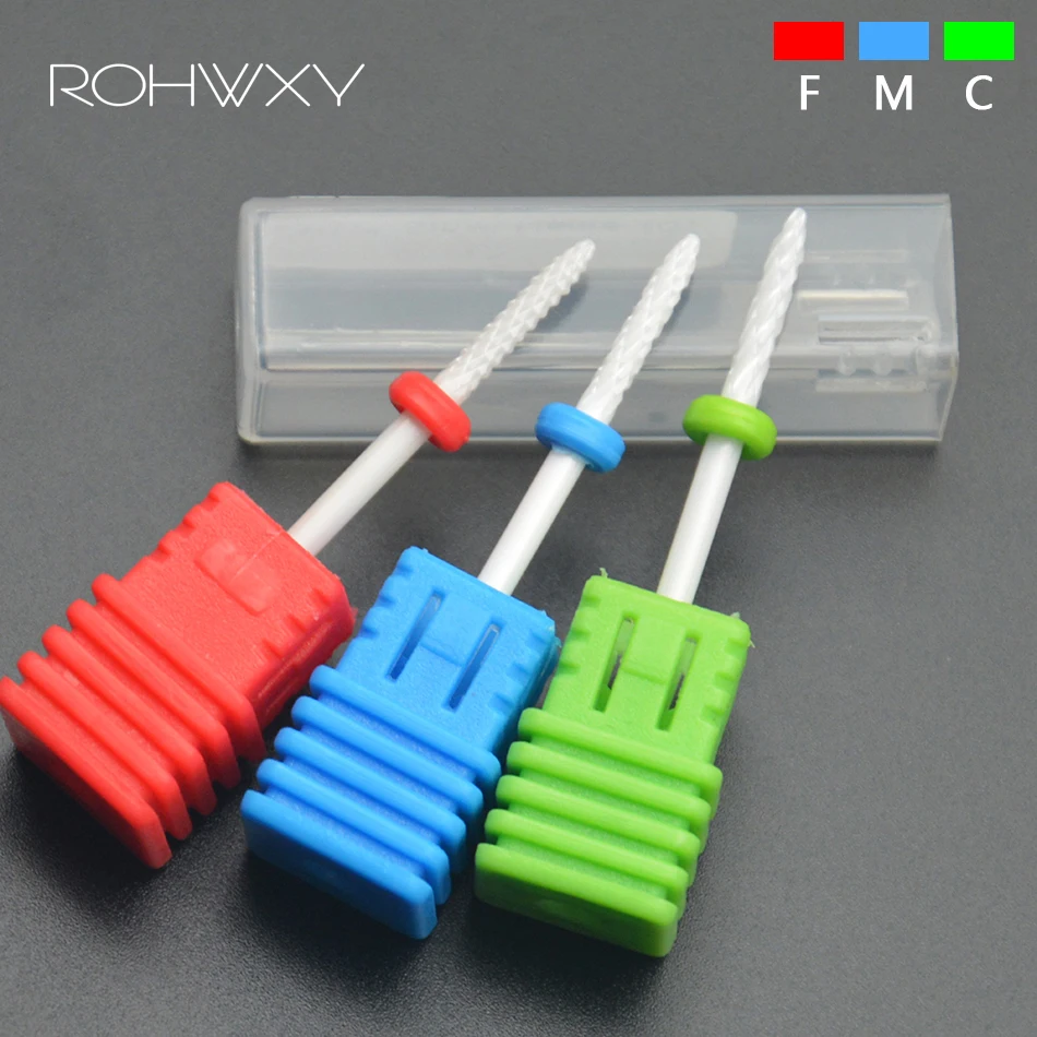 

ROHWXY Ceramic Carbide Nail Drill Bit Rotate Burr Milling Nail Cutter Bits For Manicure Pedicure Tool Electric Drill Machine