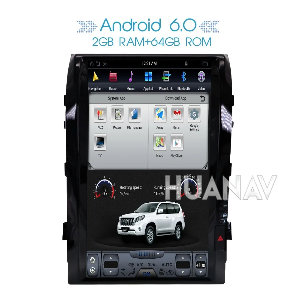 Автомобильный DVD плеер с GPS навигацией 16 дюймов Android в стиле Tesla для TOYOTA LAND CRUISER LC200