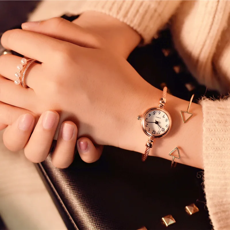 Кварцевые часы со стразами маленькие и изысканные женские студенческие браслеты декоративные тонкие наручные часы