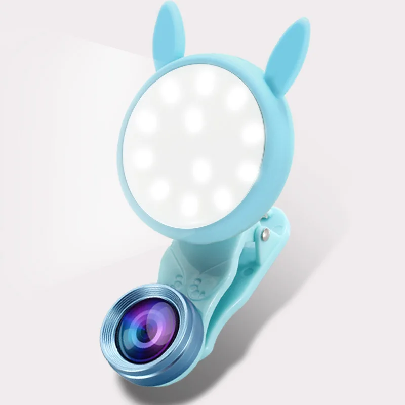 Круг девушка живое видео Кролик Кот уха селфи кольцо светодиодный светильник макрообъектив Портативный мобильный судорога владельца смартфона Камера Свет Стенд