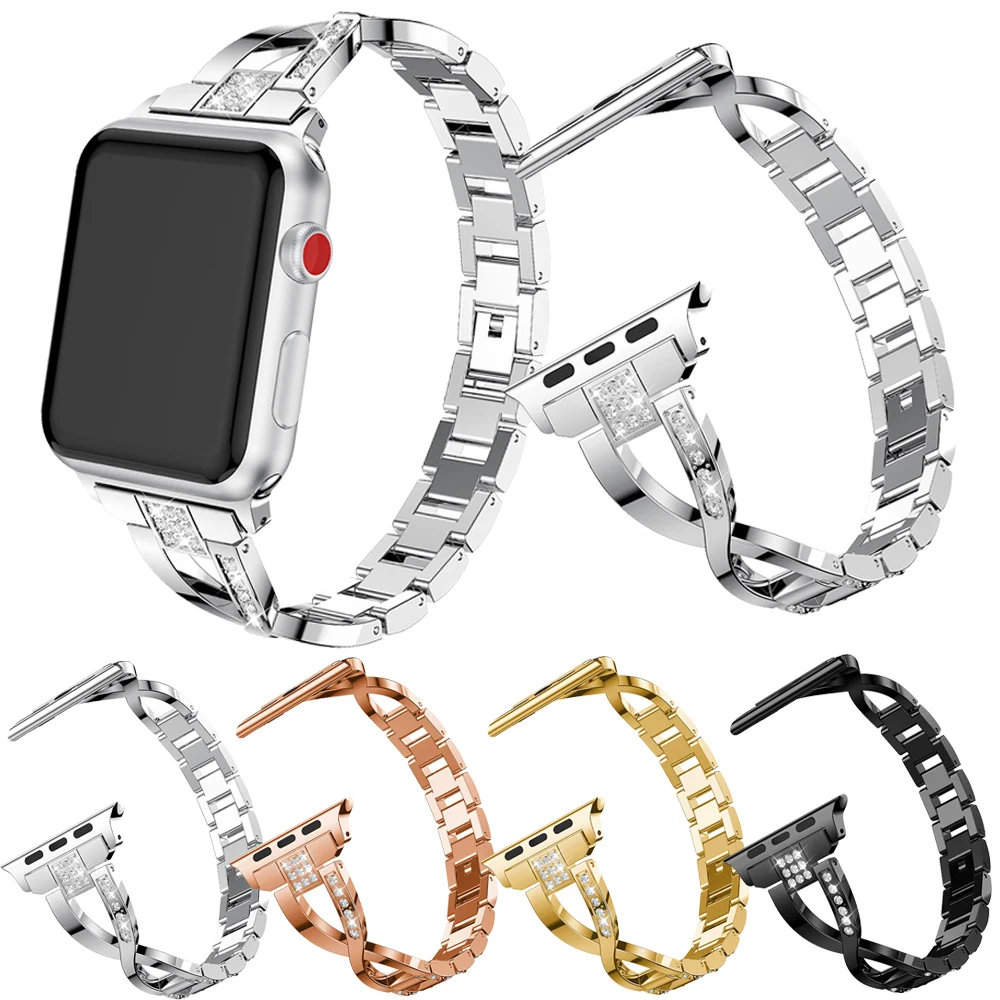 Металлический модный ремешок X формы для Apple Watch Band Series SE 6 5 4 3 2 роскошный женский