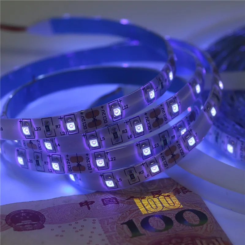 DC12V 3528 SMD УФ ультрафиолетовая фиолетовая белая печатная плата 60 светодиодов/м 120