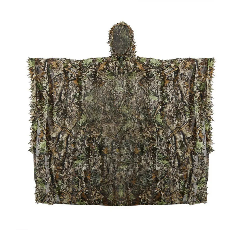  Military Camouflage Leaf Hunting Poncho Jungle Woodland Breathable Ghillie Suit for PUBG Player Hun