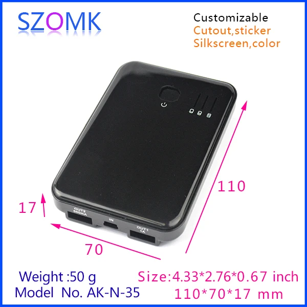 

usb electrical wireless sensor box (4 pcs) 110*70*17mm szomk new abs plastic enclosure box, hot selling Instrument control box