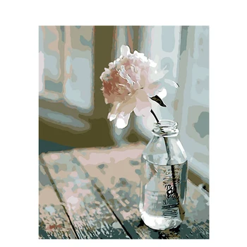 

Artsailing DIY Painting By Numbers Pink Rose Flowers Picture By Numbers Kit Coloring On Canvas Elegant Wall Art Painting NP-107