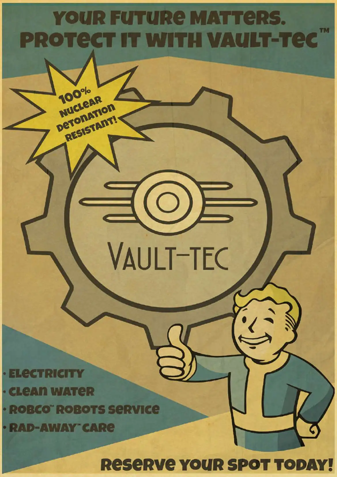 Game Fallout 4 Kraft Paper Print Painting Retro Poster Home Wall