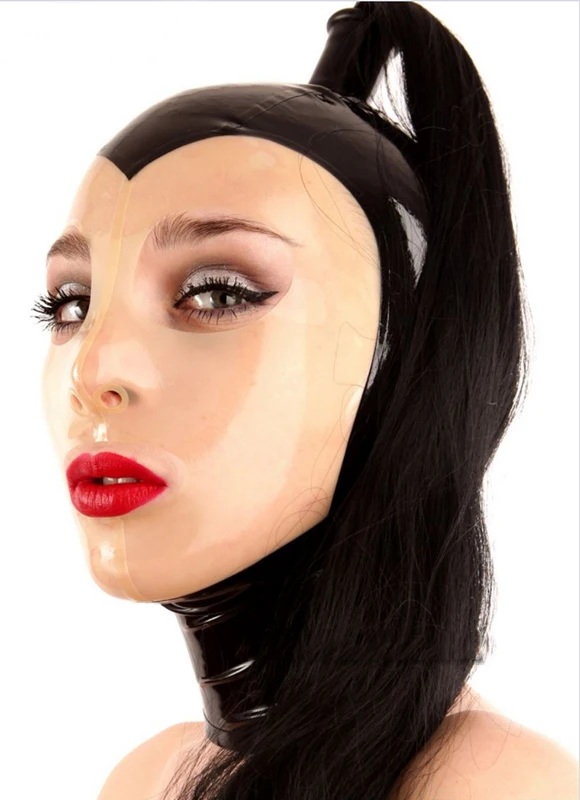 

Latex Mask Adult Beauty Latex Head Set Full Band Hair Tube Rubber Mask Hood Latex mask