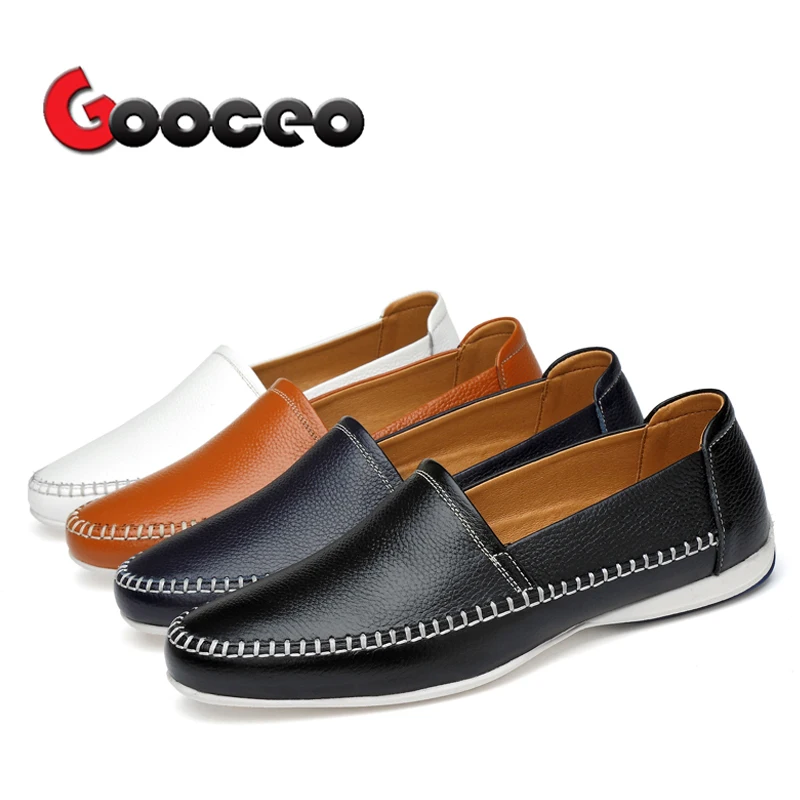 

Men's Flats Driving Doug Shoes Loafers Low-top Slip-On For Men Spring Summer Genuine Leather Casual Handmade Leisure Light Flat