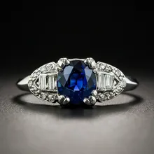 Eenvoudige Klassieke Ontwerp 6x8MM Sapphire Edelsteen Ringen Voor Vrouwen Tiny 925 Sterling Zilveren Ring Party Engagement Anniversary geschenken(China)