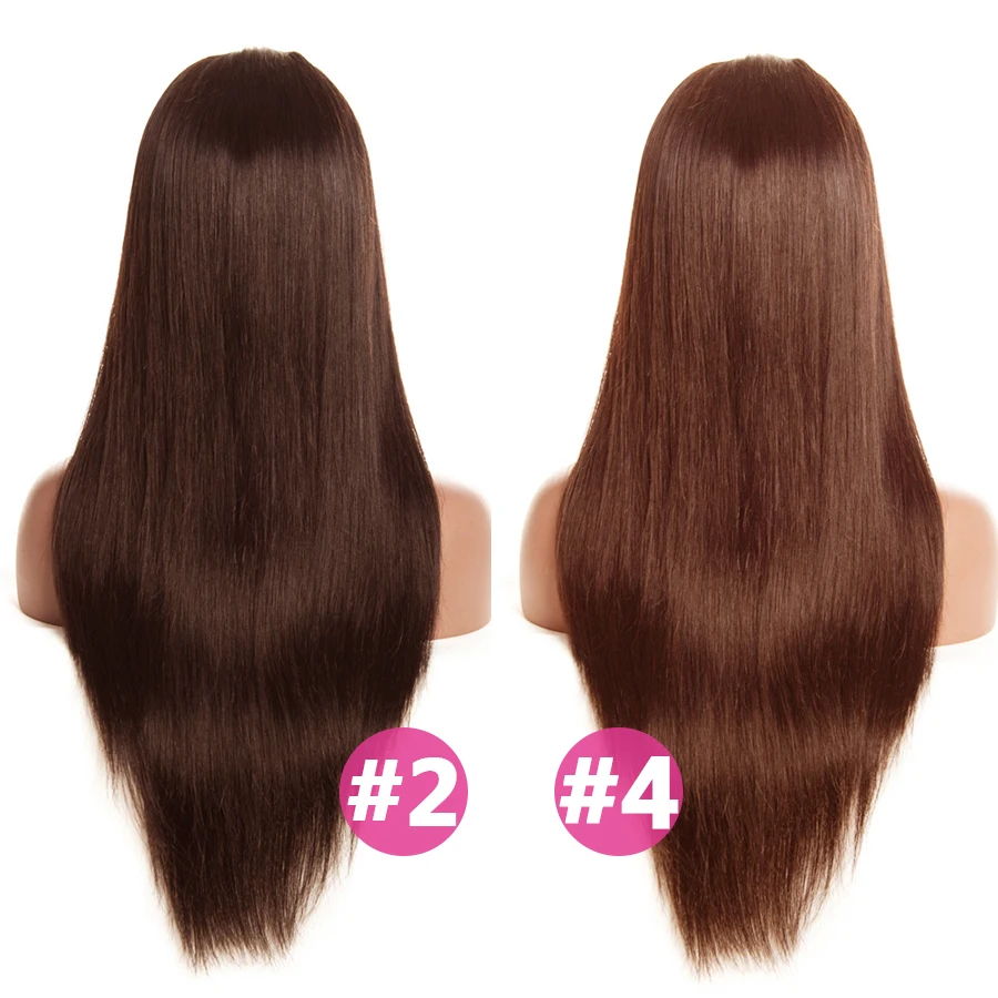 Alipop#4 светильник коричневый малазийские прямые парики 13x4 Синтетические волосы на кружеве человеческих волос парики с детскими волосами Синтетические волосы на кружеве парик Ombre Человеческие Волосы