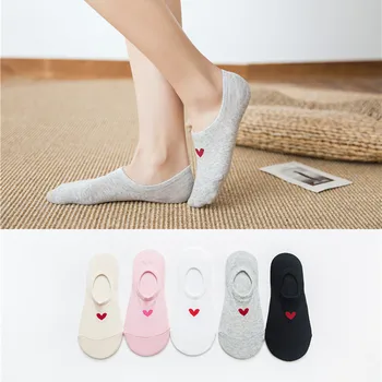 

ZDL-109 5 Colors Cute Women's Silicone Anti-slip Love Heart Cotton Socks 10pairs