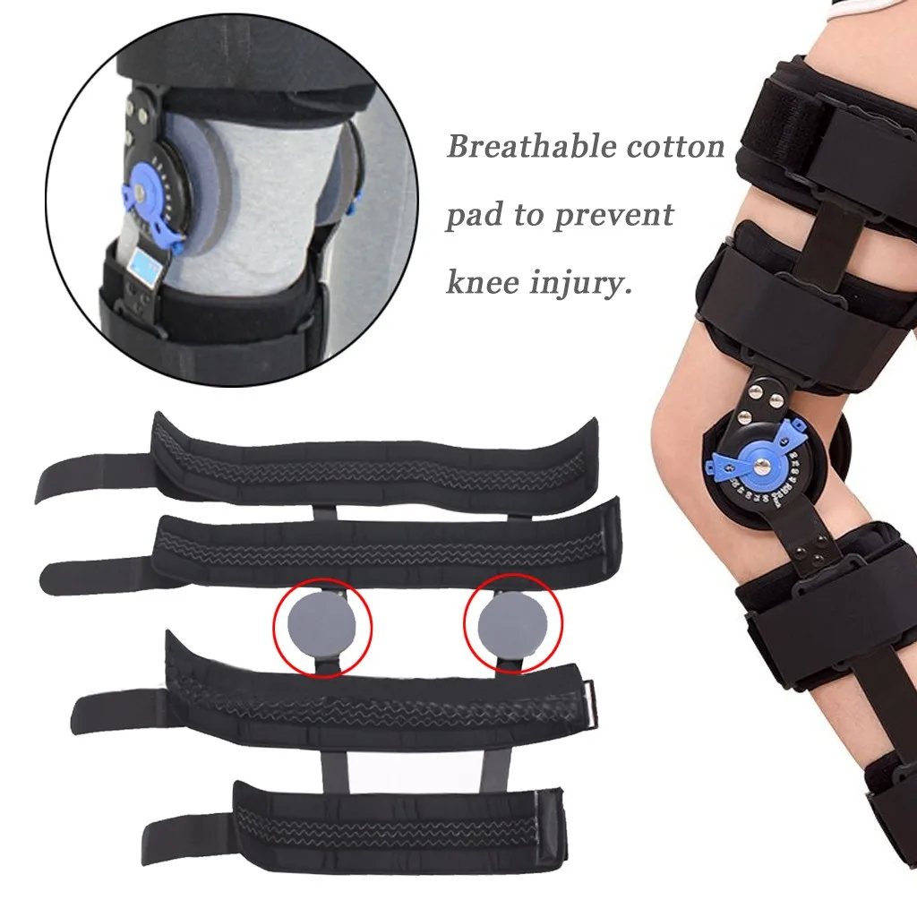 

Hinged ROM Knee Brace with Sling Adjustable Patella Injury Stabilization Strap Post Operative Immobilization Knee Support #0701