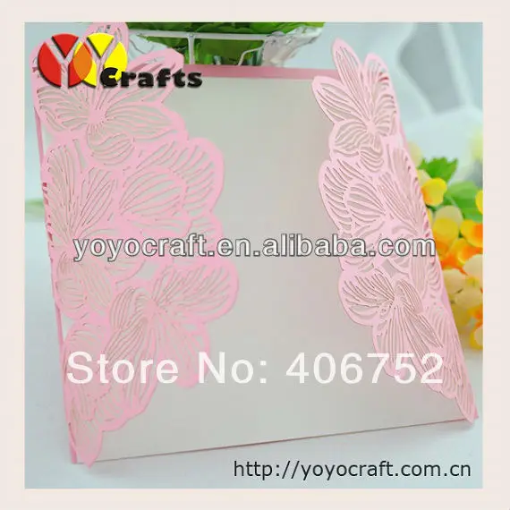 Beautiful Flower Laser Cut Simple Unique Wedding Invitation Cards