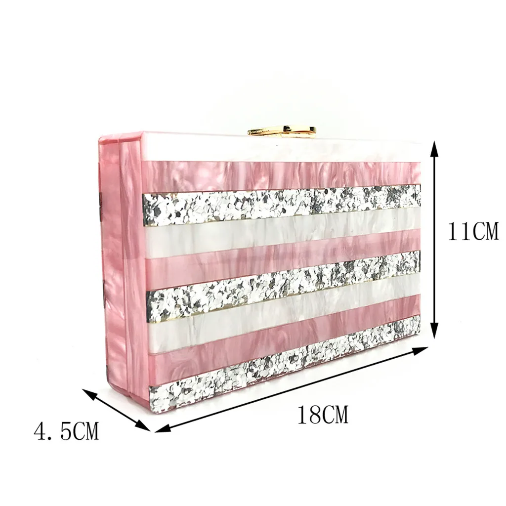 Women Evening Bag Party Banquet Glitter Bag For Women Girls Wedding Clutches Handbag Chain Shoulder Acrylic Box