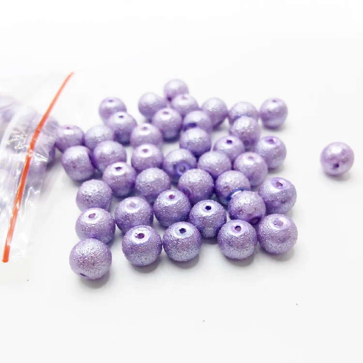 

Light Purple Color Wrinkle Glass Pearl Jewelry Beads Loose Round Spacer Glass Beads for Jewelry DIY