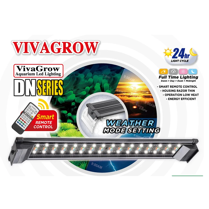 ODYSSEA VIVAGROW DN50 DayNight RGB светодиодный светильник для аквариума, светильник для пресноводных растений, светильник для выращивания растений, 24/7 пульт дистанционного управления