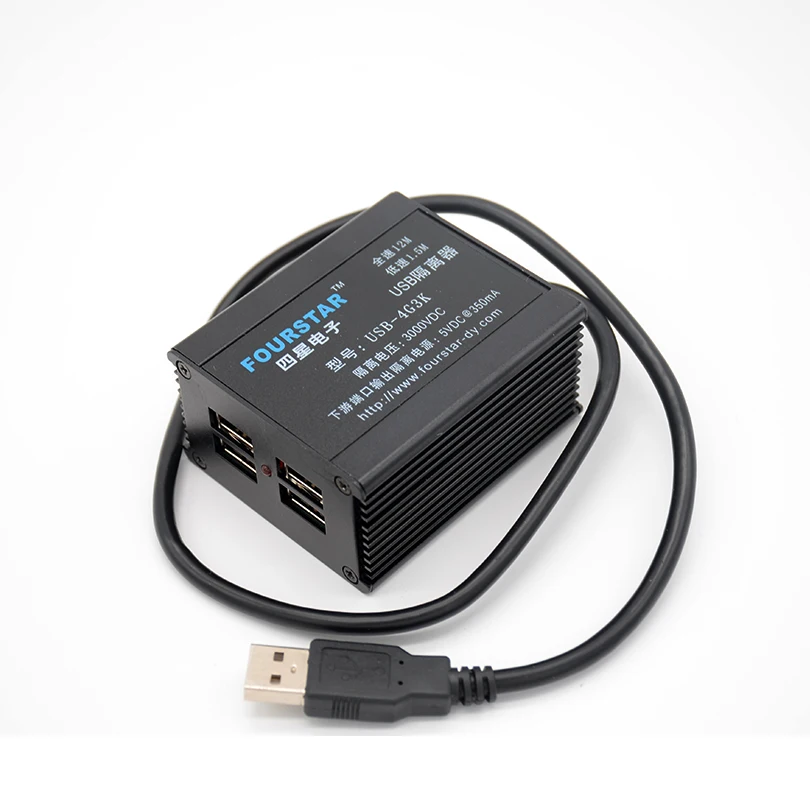 Изоляционное напряжение USB 3000VDC с 4 изолированными USB-A портами поддерживает 12 Мбит/с полную скорость и 1,5 Мбит/с низкоскоростная передача