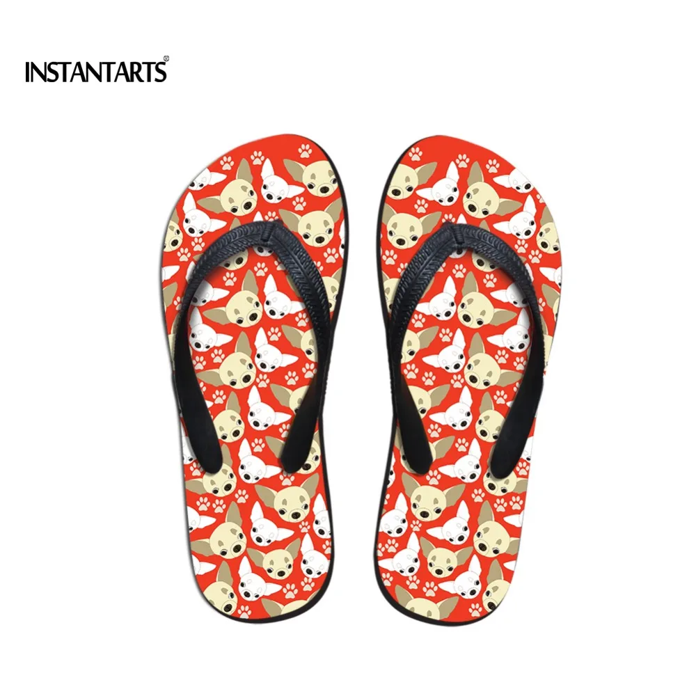 

INSTANTARTS 3D Cute Chihuahua Puzzle Designs Flip Flops for Women Summer Beach Ladies Non-slip Slippers Outside Women's Footwear