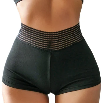

Fashion New Summer Fitness Shorts Lace High Waist Hip Breathable Solid Color Shorts