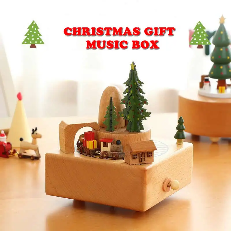 Новая деревянная музыкальная шкатулка поворотный колесо обозрения движущаяся поезд музыкальная шкатулка игрушка для детей друзей День рождения Рождественский подарок украшение дома