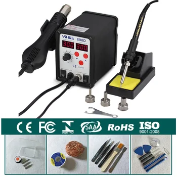 

2 in1 Rework Station Hot Air Gun + Solder Iron SMD Hot Iron Soldering Station YIHUA 898D
