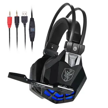 

3.5mm Stereo Wired LED Light Gaming Headset Headphones with Microphone for PS4/PS3 /XBO/X360 Gaming Laptop Computer Cellphone