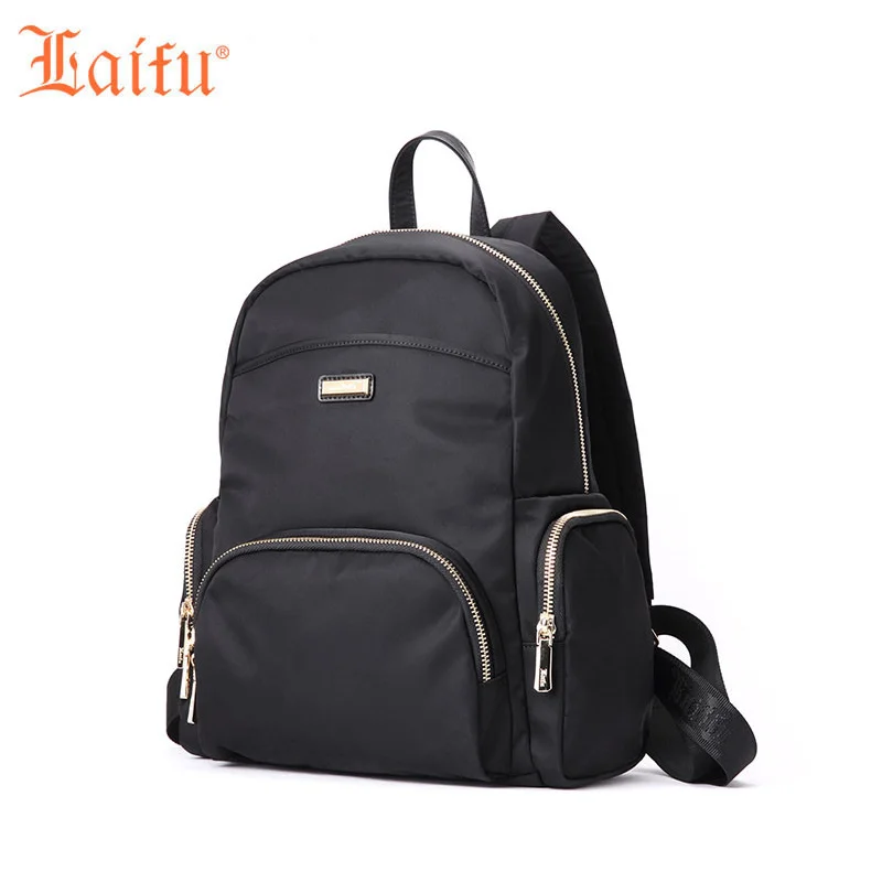

LaiFu Fashion Women Backpack College Student Schoolbag Travel Bag Large Capacity Nylon Water-resistant Lightweight, Black,Purple