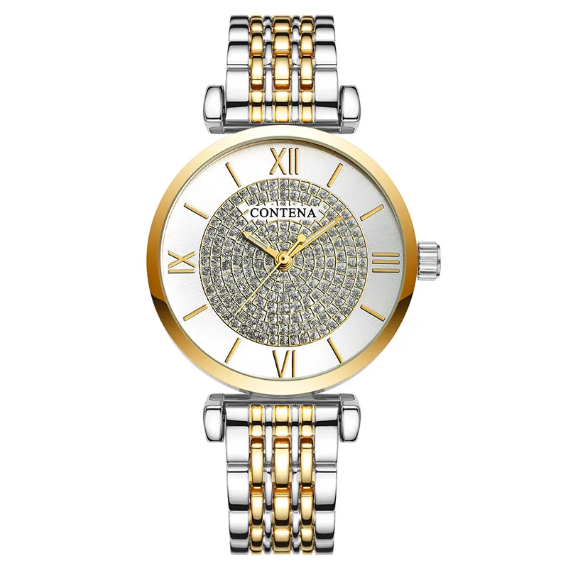 Женские кварцевые часы люксовый бренд Contena женские наручные часы полностью из нержавеющей стали женские часы Mujer женские новые наручные часы - Цвет: 2