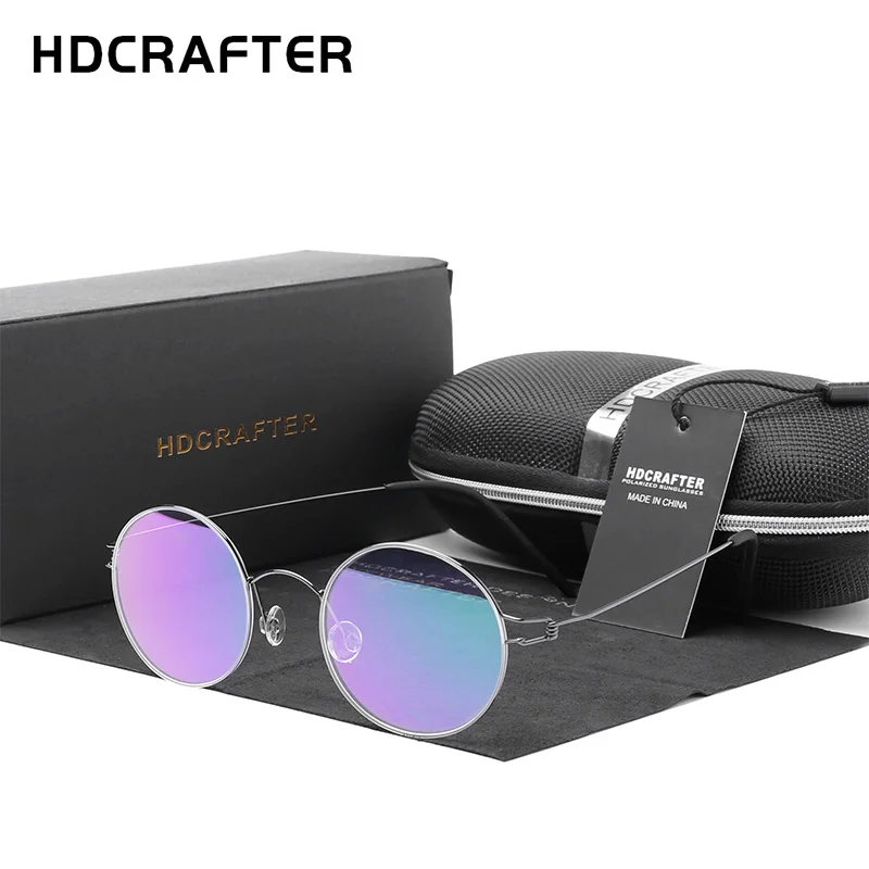 HDCRAFTER Ultralight Titanium Rim Round Glasses Frame Men Morten Korean Myopia Eyeglasses Optical Frames Women Screwless Eyewear