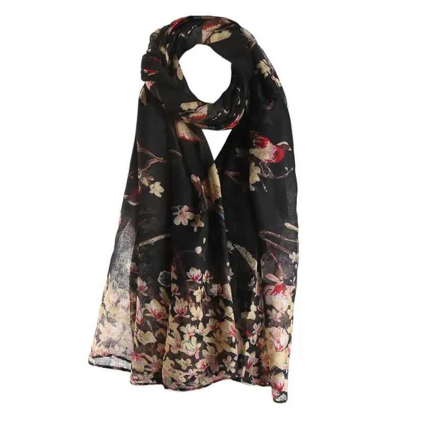 40 Feitong женский шарф женский красивый цветочный узор Птицы боа из тонкой прозрачной ткани Шаль Обертывание s летние элегантные шарфы 8 цветов