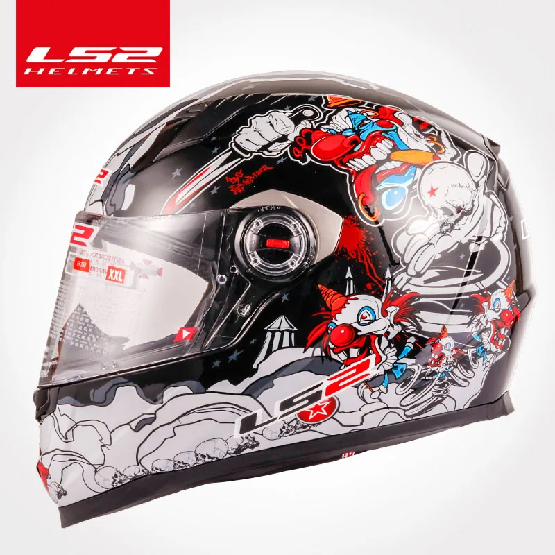 LS2 FF358 полный уход за кожей лица moto rcycle шлем ls2 moto cross racing мужские и женские casco moto шлем LS2 ECE утвержден без насоса - Цвет: Black clown