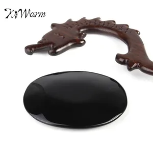 KiWarm, новинка, большой черный обсидиан, зеркало, кристалл, драгоценный камень, Целебный Камень, фэн-шуй, ремесла, домашний стол, Декор, 5,5 см * 7,3 см - изображение