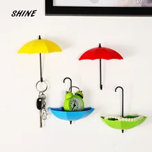SHINE Free Shipping 1PCs Umbrella Wall Hook Key Hair Pin Holder Colorful Organizer Decor Decorate bottoni botoes New Arrival